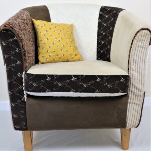 Upcycled gentleman's chair, styled with custom cushion