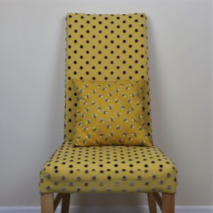 upcycled chair, styled with custom cushion