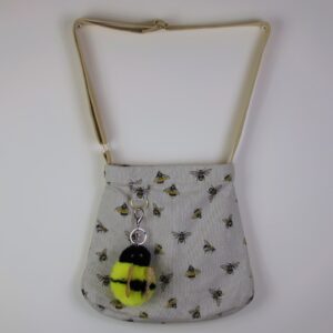 Custom Made Bee Pattern Shoulder Bag, Styled With Bee Keyring From Neon Sheep