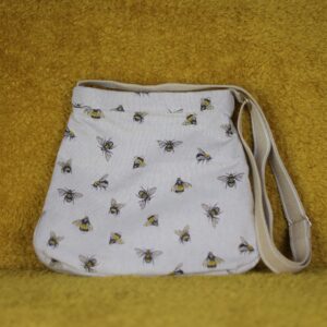 Custom Made Bee Pattern Shoulder Bag, Styled With Bee Keyring From Neon Sheep